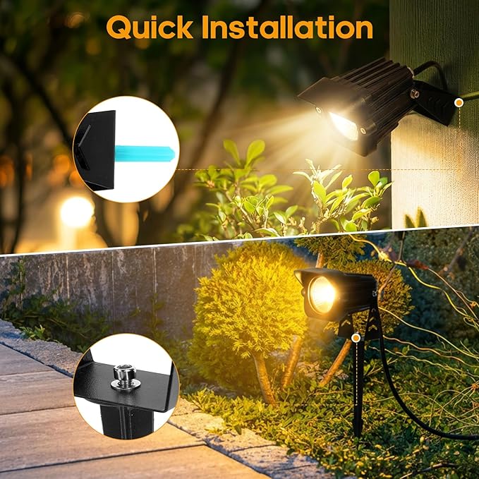 Dusk to Dawn Outdoor Lighting 15W Spot Lights Outdoor with Photocell Sensor 3000K Warm White Landscape Lighting IP65 Waterproof LED Spotlight for Garden Yard Flag Tree 5.91FT Cable US Plug