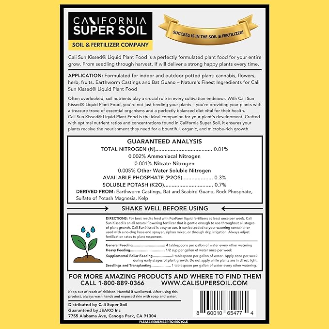 The Bud Grower | California Super Soil Premium Liquid Trio Pack | Cali Sun Kissed Cali Big Bloom &amp Cali Pure Veg Liquid Plant Food | All-in-One Grow Tent Kit's &amp Supplies