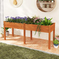 Raised Garden Bed with Legs Elevated Planter Box with Divider &amp 8 Drainage Holes Fir Wood Garden Box for Vegetables Flowers Fruits &amp Herbs (Brown Yellow)
