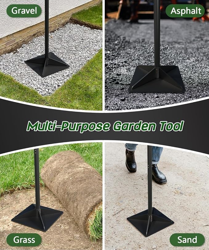 Thickened Garden Steel Tamper with 47 inch Adjustable Handle &amp Rubber Grip 8x8 Heavy Duty Soil Tamper Tool for Ground &amp Gravel Leveling Steel Dirt Compactor for Yard Sand Driveway
