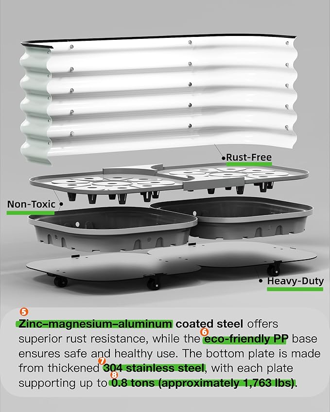 DaisyVibe Mobile Outdoor Planter Box with Wheels 20.9 Inch Tall Heavy-Duty 1000 lbs Capacity Anti-Rust Steel Construction Rolling Garden Bed for Vegetables Herbs Patio Balcony