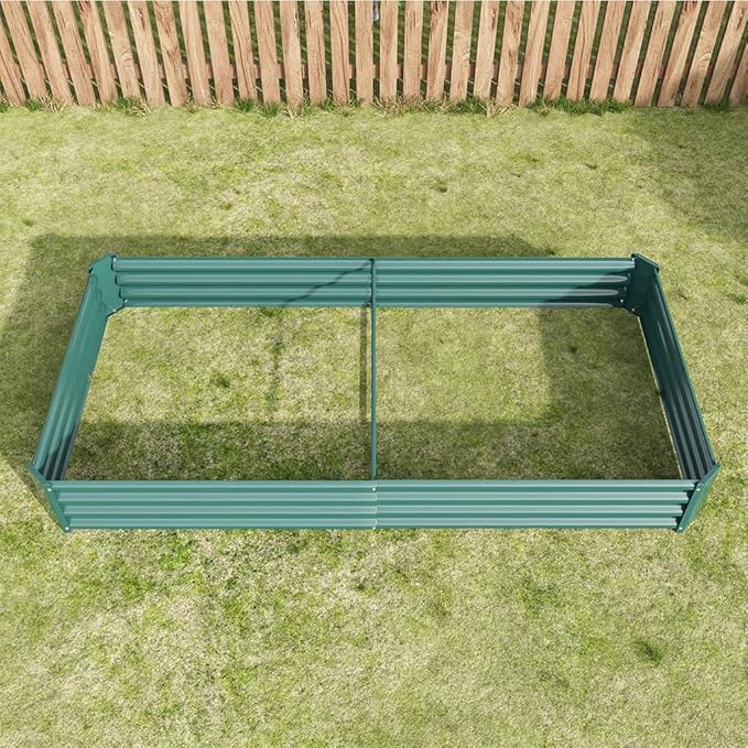 Raised Garden Bed 7.6x3.7x0.98ft Galvanized Raised Garden Bed Kit Outdoor Metal Planter Box Steel Large Deep Root Planter Box for Vegetables Flowers Herbs