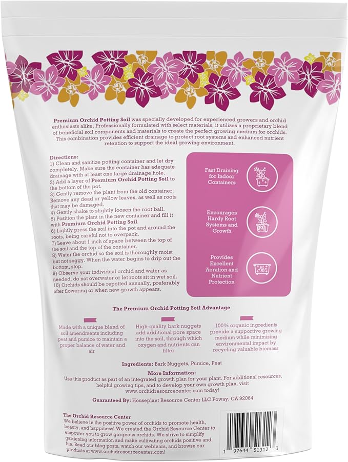 100% Organic Orchid Potting Soil – Nutrient-Rich Well-Draining Blend for Stronger Roots &amp Vibrant Growth | Hand-Blended &amp Eco-Friendly | Made in USA | 2.3L Bag