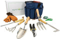 Garden Tools Set – Premium Stainless Steel Gardening Hand Tools with Solid Beechwood Handle – Gardening Kit with Rake Shovel Gloves Shears Tool Organizer – Garden Gifts for Women and Men
