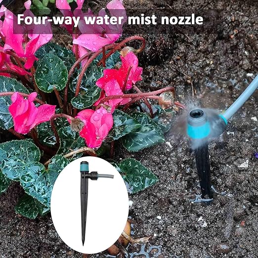 Drip Irrigation System with Water Timer Plug-in Quick Connection Drip Irrigation Kit 5/16“ID and 1/4 Inch Pipe Auto Watering System for Garden Spray for Greenhouse Garden Lawn Potted Plants