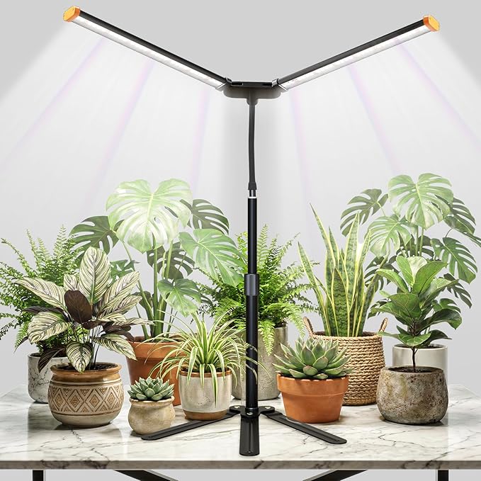 Grow Lights for Indoor Plant 6000K Full Spectrum Plant Lamp with Red Blue White LED for Pot Succulents Seed Growing Light Strip Foldable &amp Height Extendable 9-23'' Auto On Off Timing 4/8/12H