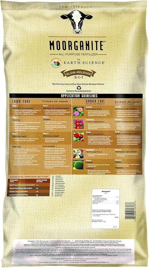 Earth Science Moorganite Lawn/Garden Fertilizer Plant Food 2500sft Bag