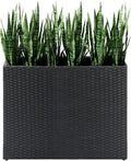LEWIS&ampWAYNE Tall Planters for Outdoor Plants Handmade Wicker Large Rectangular Block Planter Box with Removable Liners Modern Planter for Indoor Outdoor Patio Deck - Black