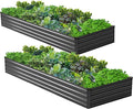 2PCS 8x4x1ft Galvanized Raised Garden Bed KitMetal Planter Box for VegetablesFlowersHerbs Durable Rust-Resistant Patio Gardening BedsBlack