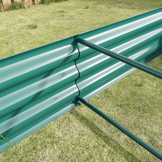 7.6x3.7x0.98FT Metal Raised Bed for Outdoor Flower Planters Vegetables Herb Galvanized Raised Garden Bed Kit Rectangular Large Metal Deep Root Planters with An Open Bottom (Green with 6x3x1ft)