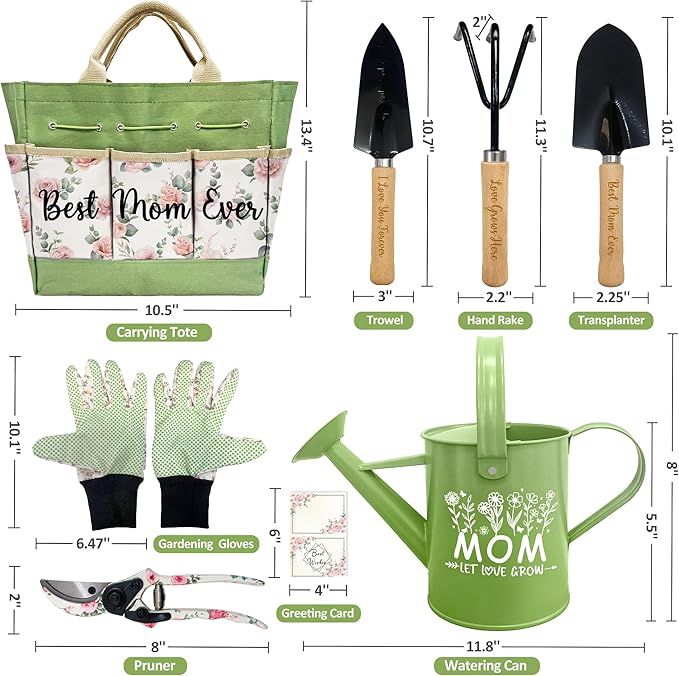 Gifts for Mom Mothers Day Mom Birthday Gifts from Daughters Floral Gardening Tools and Durable Garden Tools Organizer Tote Ideal Gardening Gift for Women Plant Lover Present