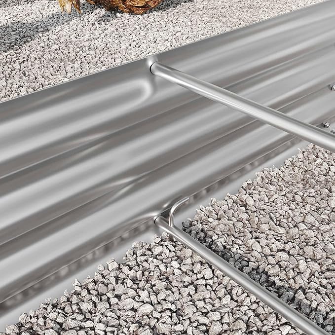 Raised Garden Beds Outdoor Oval Large Galvanized Metal Planter Box with Kit Above Ground Garden Bed for Vegetables Fruits and Flowers (Silver 6×3×1)