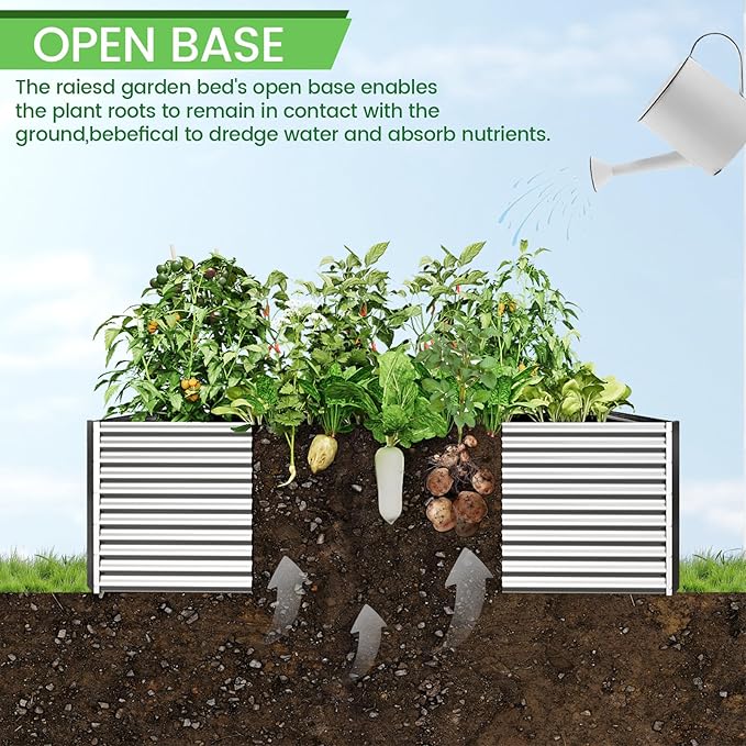 FRIZIONE 2pcs Tall 8x3ft Galvanized Raised Garden Bed OutdoorAbove Ground Garden Bed for VegetableMetal Raised Beds for FlowerSteel Raised Beds for Gardening