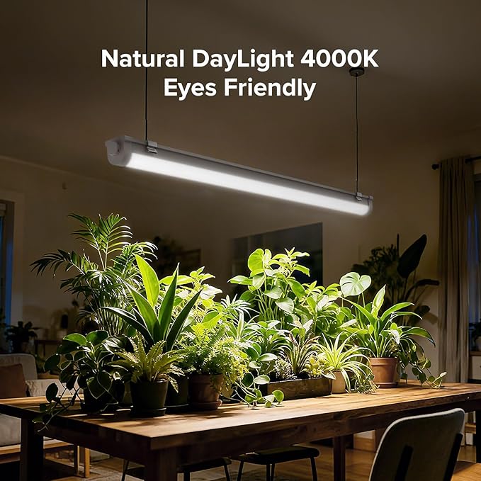 SANSI Grow Lights for Indoor Plants 25W Plant Lights for Indoor Growing 2FT 4000K Full Spectrum T8 LED Grow Light Strips with 4-Level Dimmable Auto On Off 4 8 12 Hrs Remote Control IP54 White