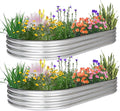 JERIA 2 Pcs 8×4×1ft Oval Raised Garden BedGalvanized Raised Garden Bed Kit Outdoor Metal Gardening Planter Box for Vegetable Fruits FlowerHerbs