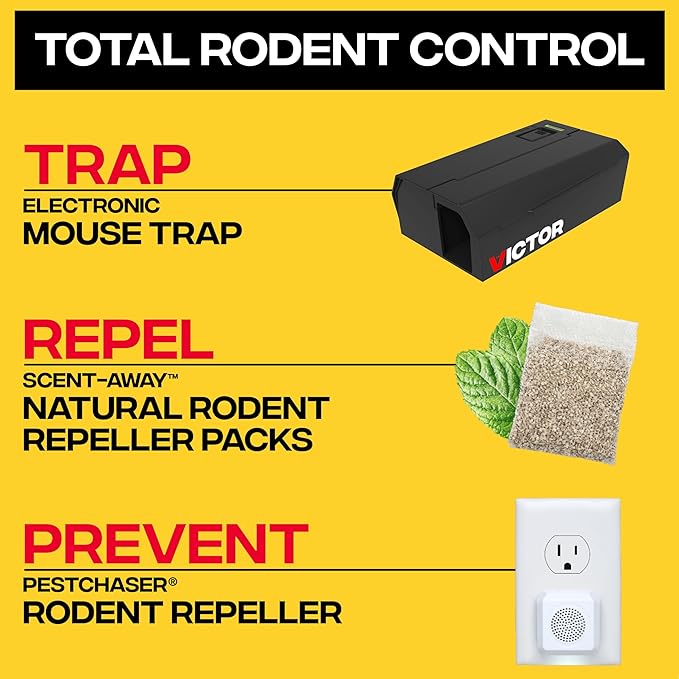 Victor Humane Mouse Traps Indoor for Home - M250BSR-3 - No Touch Electric Mouse Traps for Home Pack of 3