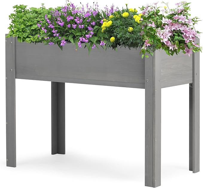 40x20x31 inch Raised Garden Bed with Legs Elevated Wooden Planter Box for Outdoor Plants Flowers Fruits Vegetable Herb Growing