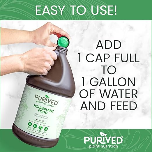 Purived 1gal All-Purpose Liquid Plant Fertilizer - Makes 320 Gallons for Indoor Houseplants All-Natural Groundwater Safe Made in USA