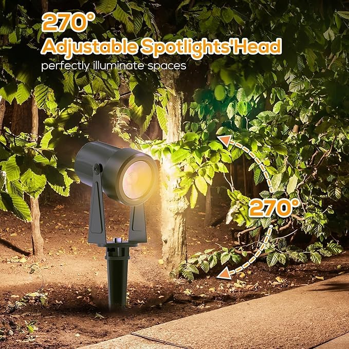 SUNTHIN Outdoor Landscape Lighting with Remote RGBW Color Changing Spot Uplights 16 Pack