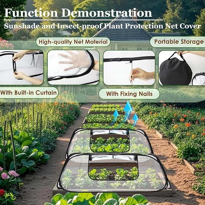 Garden Row Accelerator Plants Cover 45 x 22 x 16 Garden Covers for Raised Beds Waterproof Insect Bird Barrier Plant Net Cage for Protecting Fruits Vegetable Seedlings Row (2 Pcs)