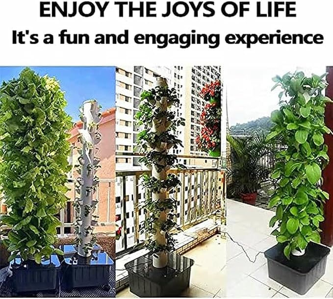 Hydroponics Tower Growing System Set 15 Floors 45 Holes Vertical Kit for Aquaponics and Hydroponic Gardening-*