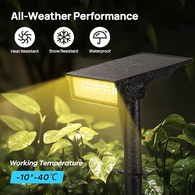 Consciot Solar Lights Outdoor Waterproof 3000/5000/6500K Solar Garden Light Adjustable 170° Spot Lights for Outside Yard Landscape Lighting Pathway Halloween IP65 Auto On/Off 4 Pack WS002UCW