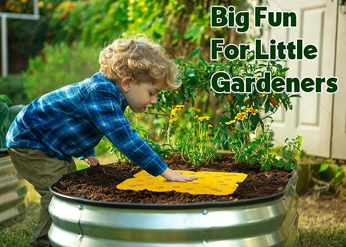 Seed and Seedling Spacer Tool for Garden // Square Foot Gardening Seed Template for Organized Plants Vegetables &amp Fruits // Spacing Tool Kit for Planting (Yellow)