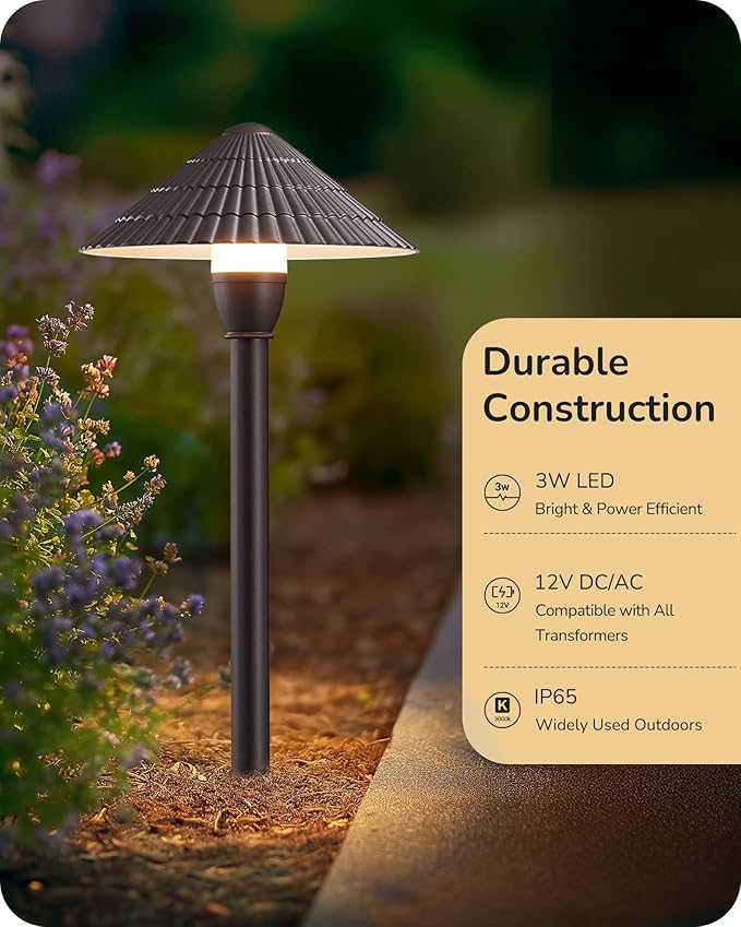 EDISHINE 5CCT Low Voltage Pathway Lights Wired 2700K/3000K/3500K/4000K/5000K LED Landscape Path Lights 12V 3W 160LM Waterproof Outdoor Landscape Lighting for Yard Garden Walkway Aluminum 4 Pack