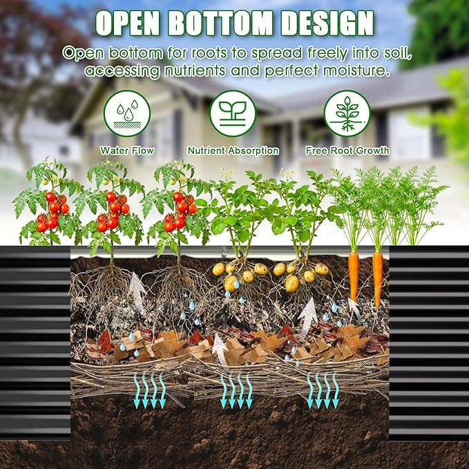 Galvanized Raised Garden Bed Kit Outdoor Patio6x3x2ft Large Rectangular Metal Planter BoxesDeep Root Box Planter for Gardening Vegetables Flowers Herbs 1 Pack Black