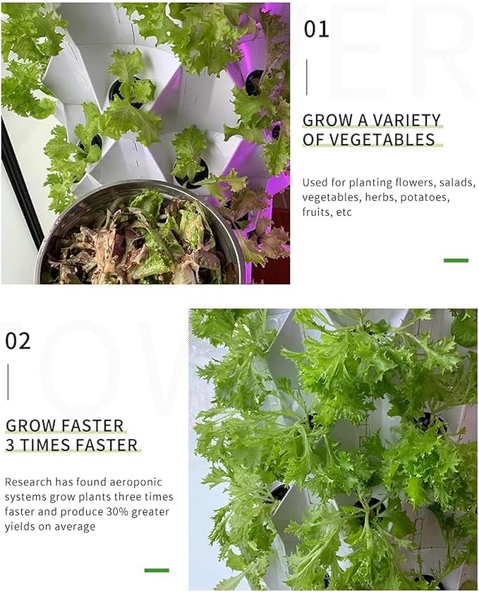 Hydroponic Tower Grow Kit Vertical Grow Tower with Hydrating Pump Timer Adapter for Indoor Fruits and Vegetables8Layers//1pc (8layers