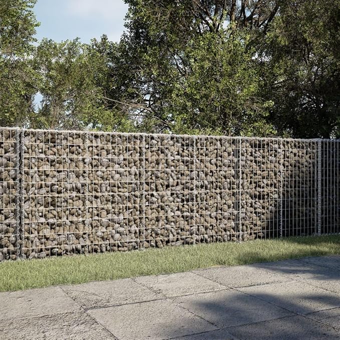 Gabion Basket with Cover 137.8x39.4x39.4 Galvanized Iron Raised Garden Bed Planter Box Outdoor Garden Box Trough Planter for Landscaping Privacy Screens and Retaining Walls