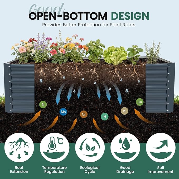G GOOD GAIN 6x3x2 ft Galvanized Raised Garden Bed Kit Large Metal Planter Box Outdoor for Vegetables Flowers Herbs 24 Tall 269 Gallon Capacity Deep Root Design Grey