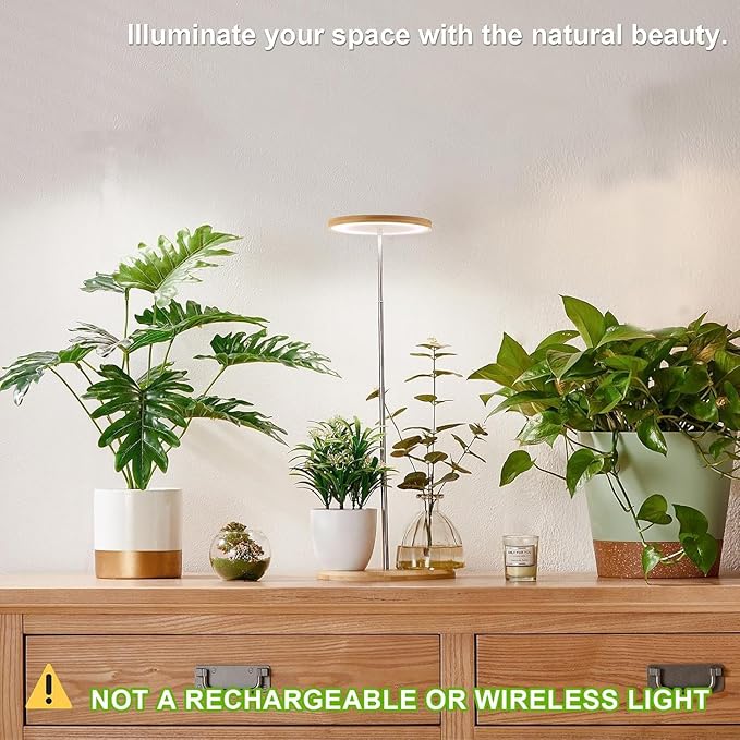 yadoker Plant Grow Light for Indoor Plant Bamboo Mini LED Grow Light GardenHeight AdjustableAutomatic Timer with 8/12/16 Hours