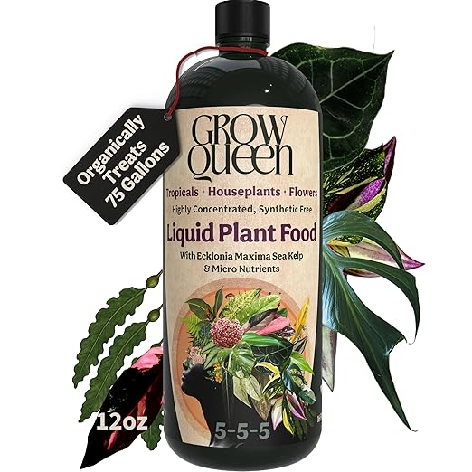 Organic Liquid Indoor Plant Food Houseplant Tropical &amp All-Purpose Indoor Plant Fertilizer Organic Liquid Fertilizer 5-5-5 with Sea Kelp 12oz Treats 75 Gallons