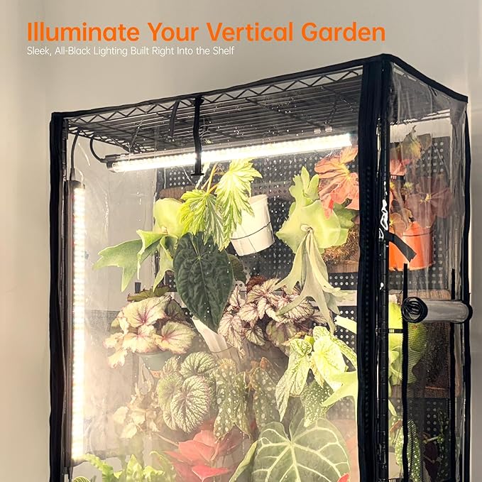 Bstrip Indoor Greenhouse Cabinet with Pegboard Indoor Greenhouse with 4 Pack 96W Full Spectrum Grow Light for Indoor Plant Foliage Plants 29.5x13.8x59