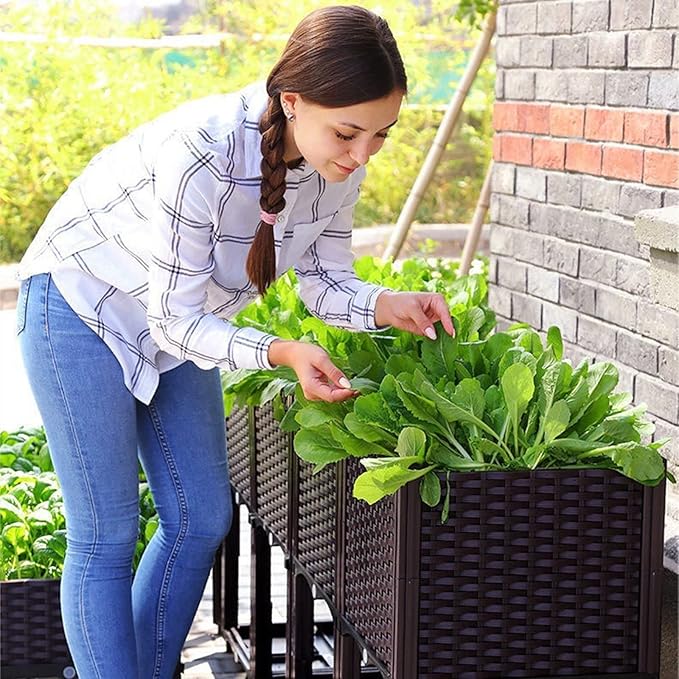 4 Pcs Planters for Outdoor Plants Elevated Garden Boxes Planter Box Raised Garden Bed with Legs Plant pots Perfect for Garden Patio Balcony Deck to Planting Flowers Vegetables Tomato and Herbs