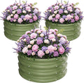 ZXZYHFTY Round Galvanized Raised Garden Bed kitGreen Outdoor Garden Raised Planter Box Round Large Metal Raised Garden Beds for Vegetable 2 * 2 * 1ft 3 Pcs
