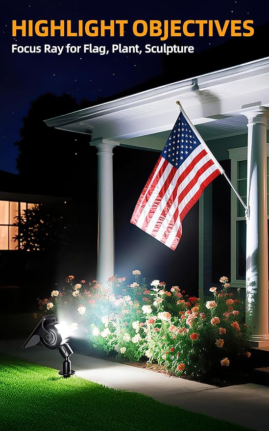 ROSHWEY Solar Landscape Spot Lights Spotlights Outdoor Waterproof with 2 Brightness Mode Landscape Lighting Solar Lights for Garden Yard Pathway (Cool White 10 Pack)