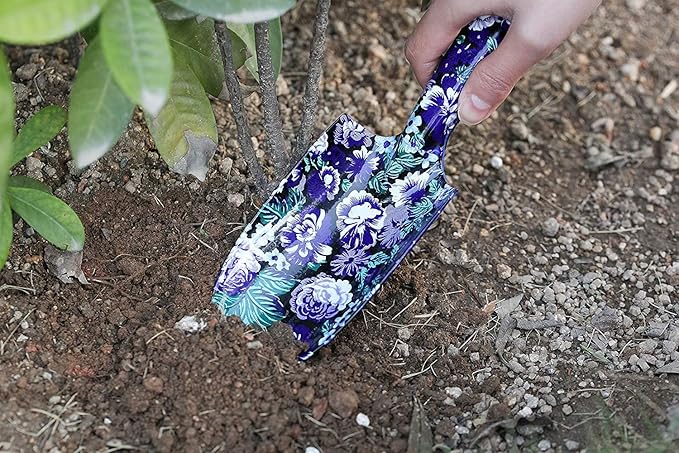 FLORA GUARD Gardening Gifts 3 Piece Aluminum Garden Tool Set - Trowel Cultivator Pruning Shear Gift Set for Women Men Gardening Needs (Purple&ampBlue)
