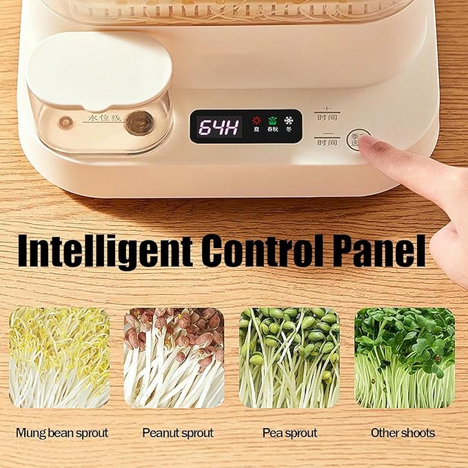 Automatic Bean Sprouts Machine 3 Layer Home Smart Sprouting Tray 360° Automatic Spray 4 Seasons Planting 1.5l Water Tank Led Display for
