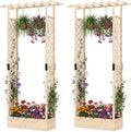 S AFSTAR Raised Garden Bed with Trellis 2 Pieces Fir Wood Planter Box with Flat Roof &amp Drainage Holes Vertical Planter Raised Bed for Climbing Plants Flowers &amp Vegetables 43 x 14 x 89 (