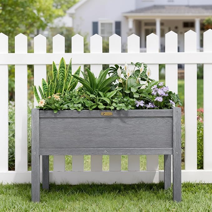 TT Nature HDPE Raised Garden Bed with Legs Outdoor Elevated Planter Box for Vegetables Herbs &amp Flowers Weather-Resistant Raised Garden Beds for Patio Balcony &amp Backyard Gardening