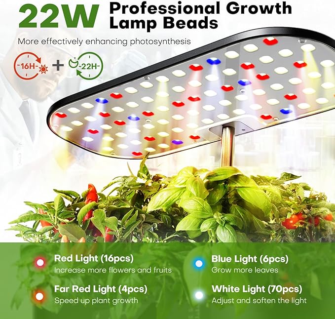 Ahopegarden Hydroponics Growing System Kit Indoor Herb Garden with Grow Light 12 Pods with LCD Touch Panel Hydroponic Planter Planting Height Up to 17 Grower Harvest Fresh Veggie Lettuce Black