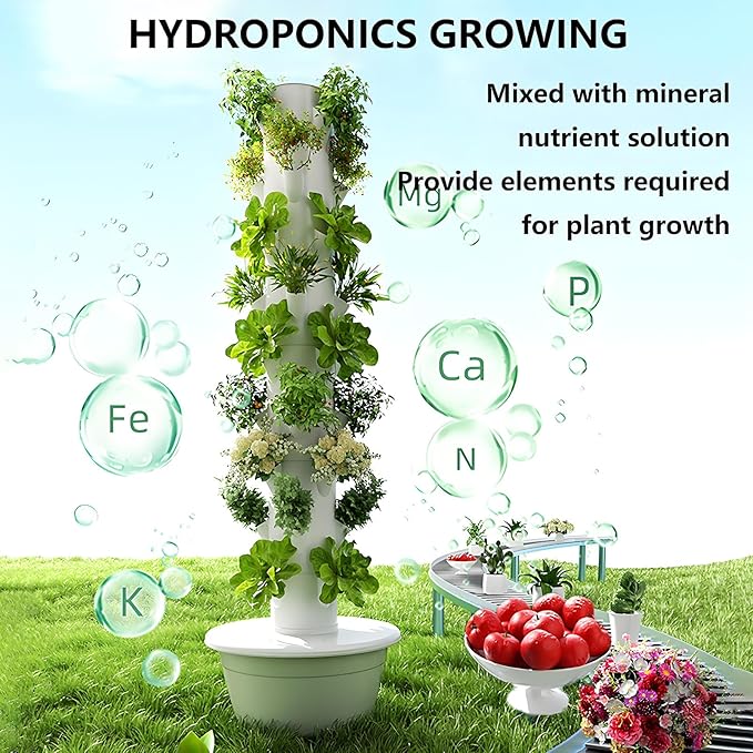 Hydroponics Growing System Indoor Herb Garden with Grow Lights Aeroponic Tower Garden Hydroponic Tower with Hydrating Pump Detachable Colonization Cups for Gardening Lover Black-7Layer