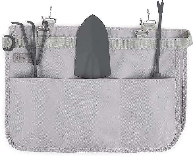 Picnic TIME Garden Bucket Tool Organizer Gardening Tools Organizer Bag with Hooks to Attach to Bucket Gardening Essentials and Gifts for Women and Men Plant Lover Gifts for Gardeners (Fog Gray)