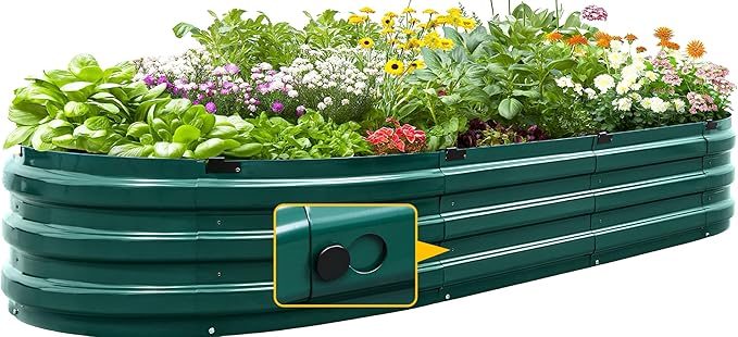 KING BIRD Raised Garden Bed Kit 2025 Upgraded Quick-Setup Galvanized Planter Garden Box Outdoor for Gardening Vegetables Flowers 74x36x12 in Green