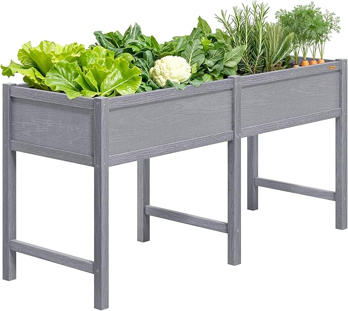 TT Nature HDPE Raised Garden Bed with Legs 58x20x30 inch Outdoor Elevated Planter Box for Vegetables Herbs &amp Flowers Weather-Resistant Raised Garden Beds for Patio Balcony &amp Backyard Garde