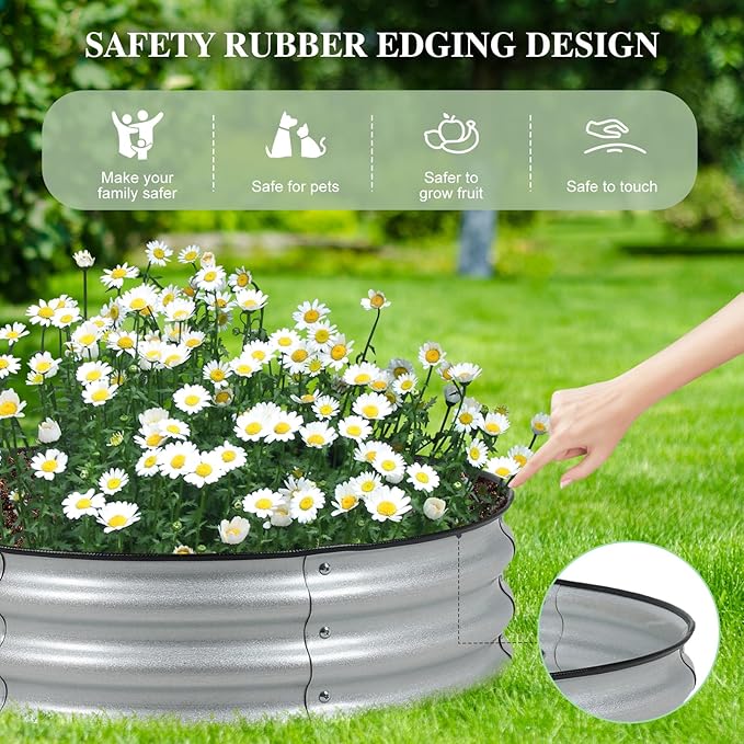 BPS Metal Raised Garden Bed 2.5FT Diameter Galvanized Planter Raised Garden Boxes for Flower Planters Vegetables Herb