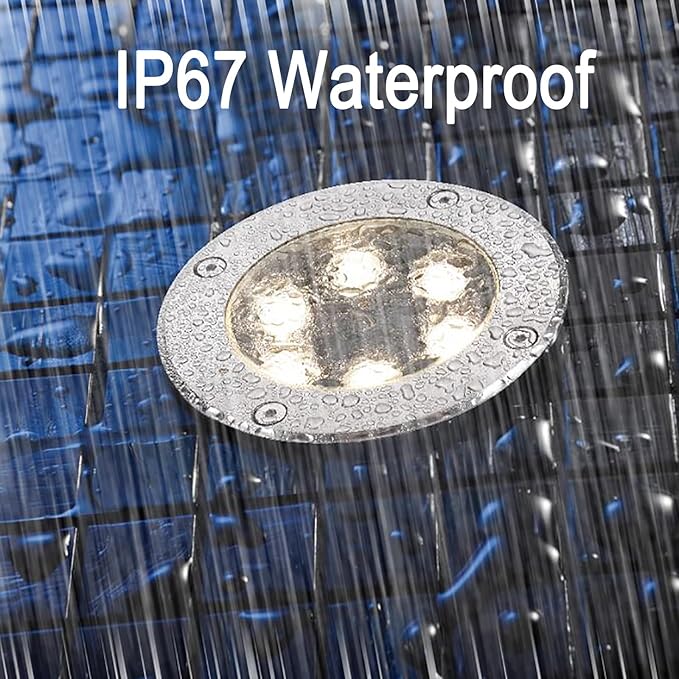 LED Landscape Lights - Low Voltage 24V Outdoor Buried Ground Lamps IP67 Waterproof Ultra-Thin Spotlights for Garden Driveway Patio 6W Yellow Light (Blue 9W)