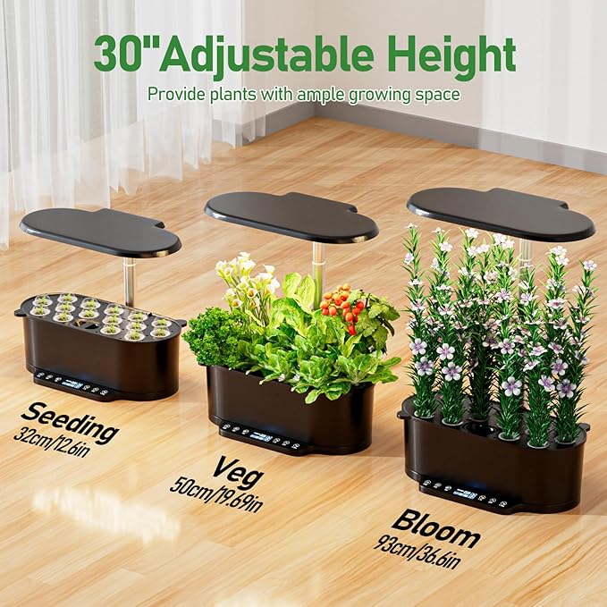 SPECILITE Hydroponics Growing System Kit with 30” Height 15 Pods Herb Garden with 36W Grow Light Auto Timer &amp Pump System APP &amp WiFi Controlled Smart Indoor Garden for VegetablesKitchen &a